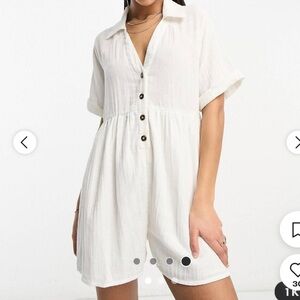 Vestique white Romper with Pockets